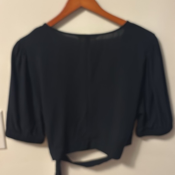 BCBGMaxAzria Elegant Black Wrap Blouse - Picture 3 of 7